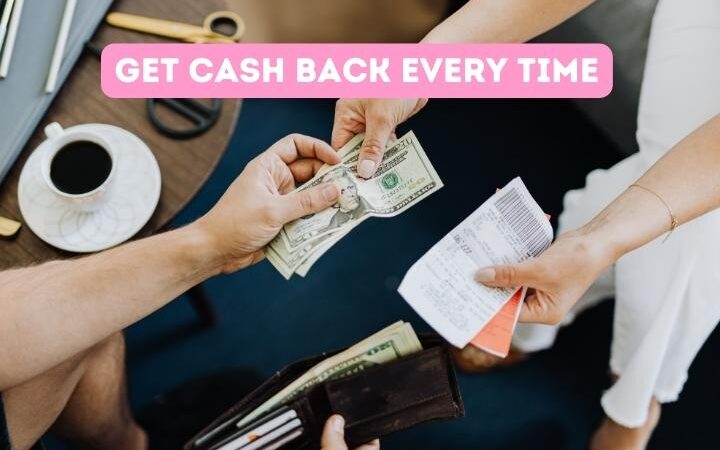 2 people exchanging cash and giving a receipt with coffee cup on table