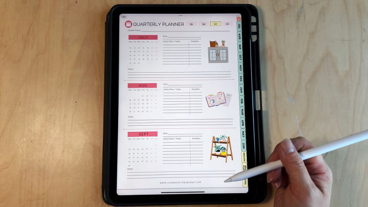 Image: digital planner for ipad, quarterly planner section