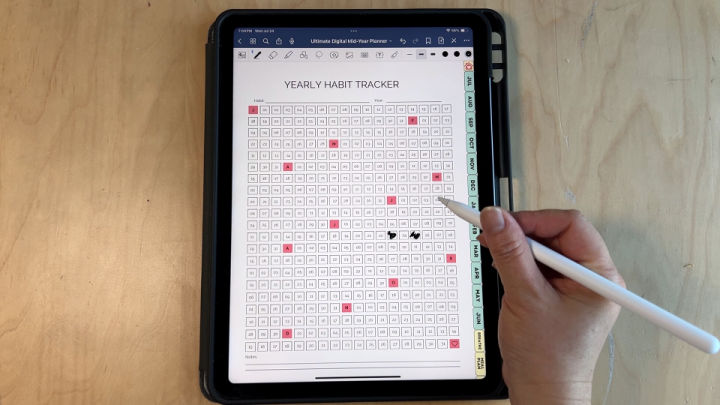 Image: digital planner for ipad yearly habit tracker