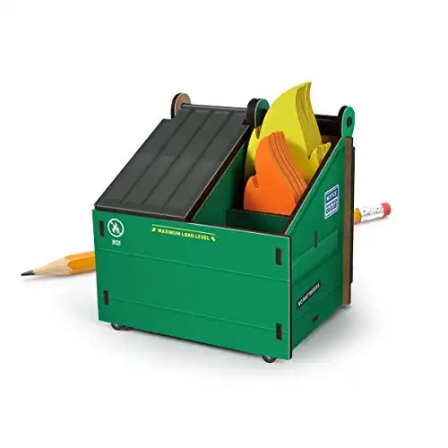 DESK DUMPSTER Pencil Holder with Flame Note Cards