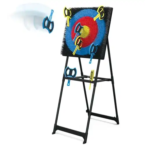 EastPoint Sports Axe Throwing Target Game - 5ft Tall Sturdy Steel Frame - Includes 8 Throwing Axes