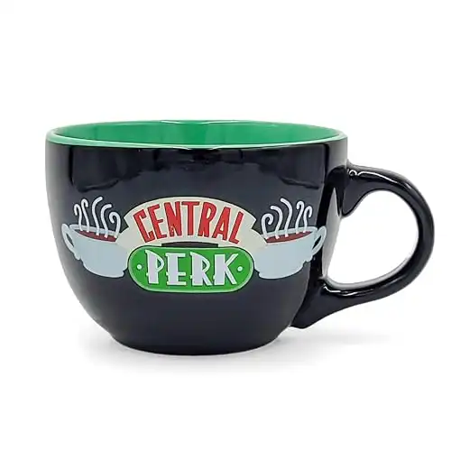 FRIENDS Central Perk Black Ceramic Mug Oversized for Coffee, Soup, 24 Ounces