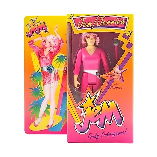 Super7 Jem and The Holograms Jem (Neon) - 3.75" Jem and The Holograms Action Figure with Accessory Classic Music Collectibles and Retro Toys