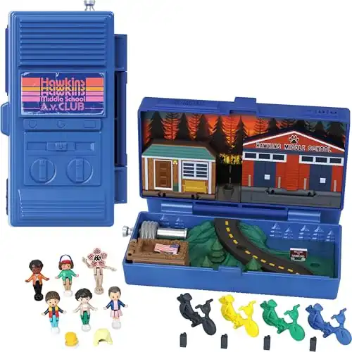 Polly Pocket Collector Playset, Stranger Things Compact with 6 Special Edition Character Dolls and 10 Accessories