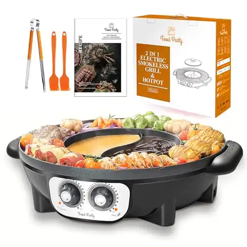 2 in 1 Electric Smokeless Grill and Hot Pot